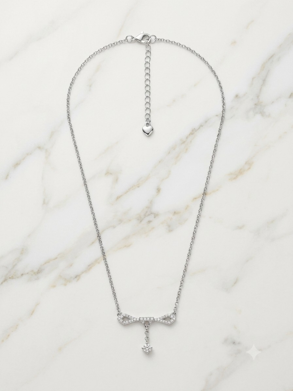 Delicate Silver Crystal Pendant Necklace - Womens Jewelry